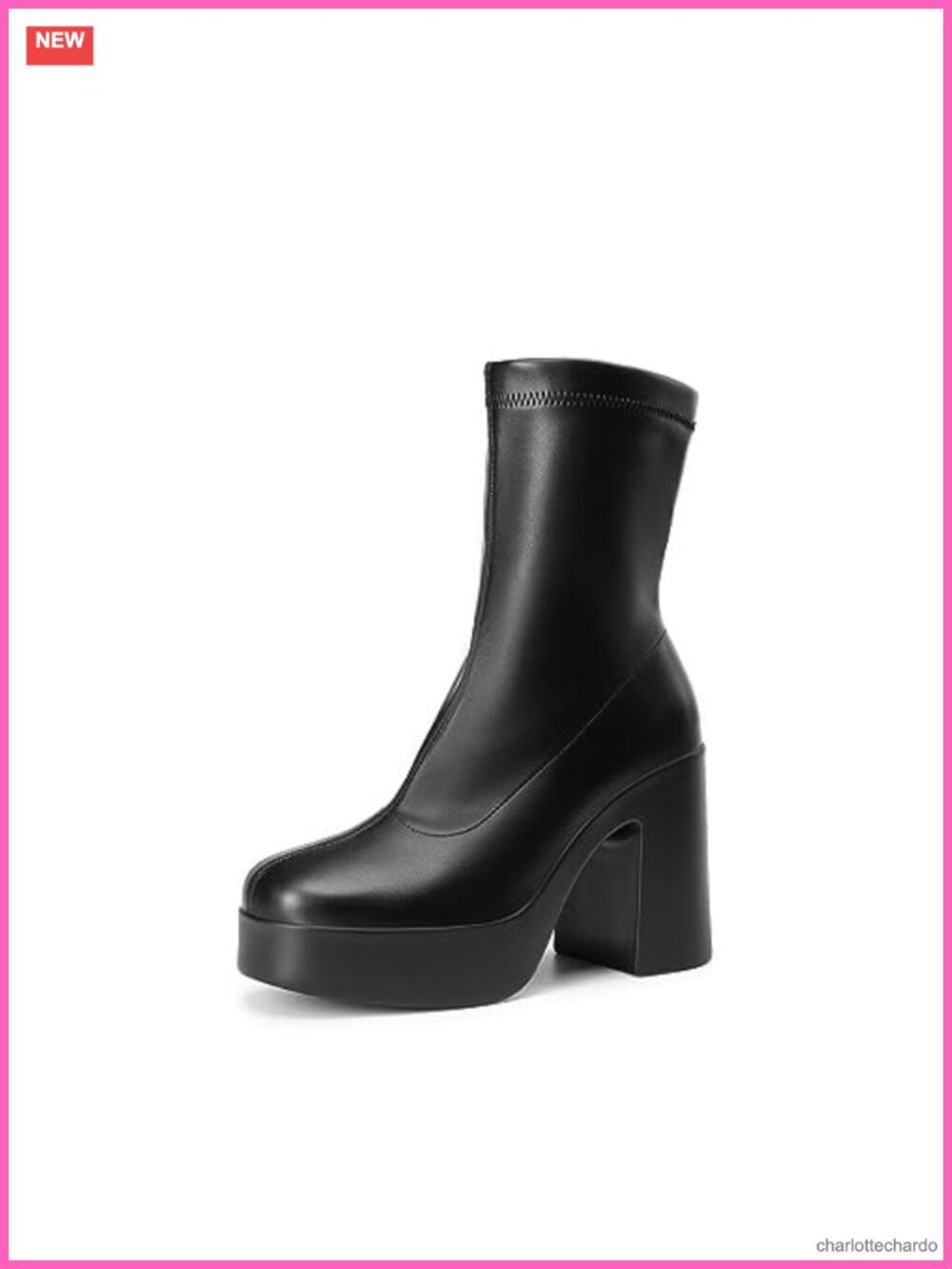 Platform Gogo Ankle Boots Chunky Block Heel Square Toe Booties